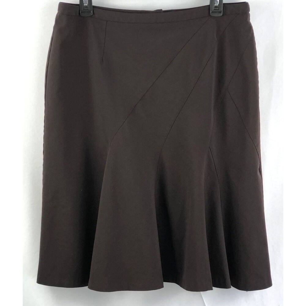 Worthington Works Flare Skirt 12 Brown 32"W Knee Length Strech Separates Career
